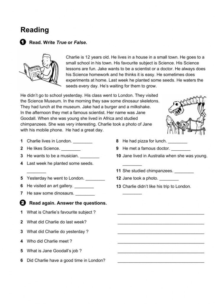 reading worksheets for 6th graders