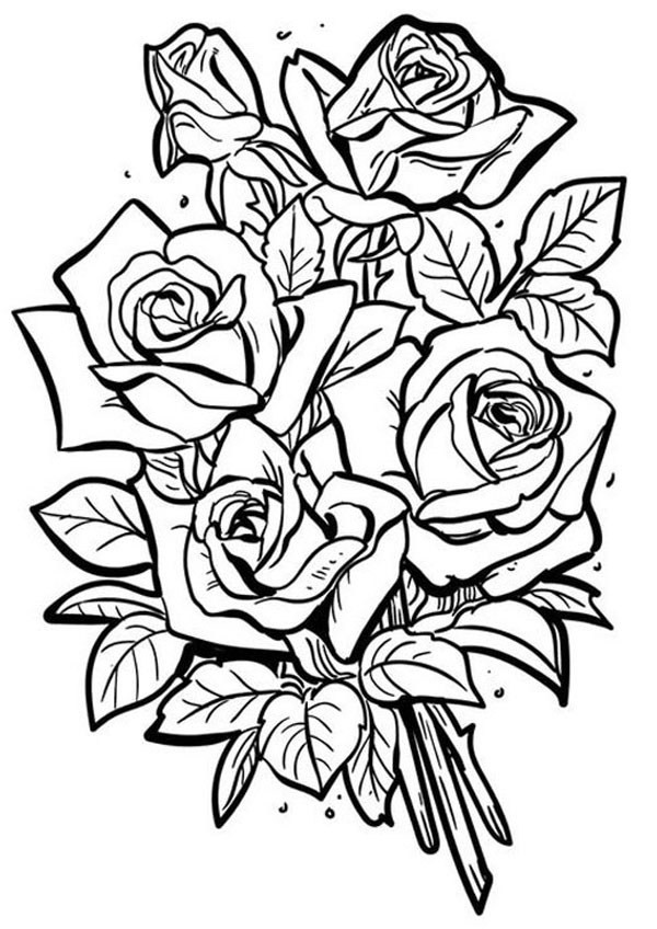 Realistic Rose Coloring Pages Printable