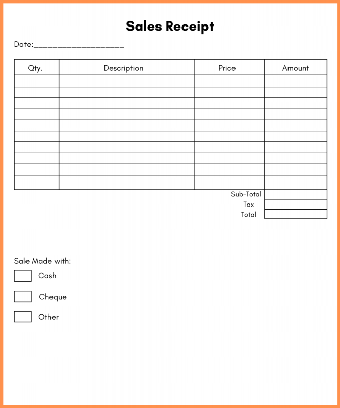 Receipt Templates Printable Free