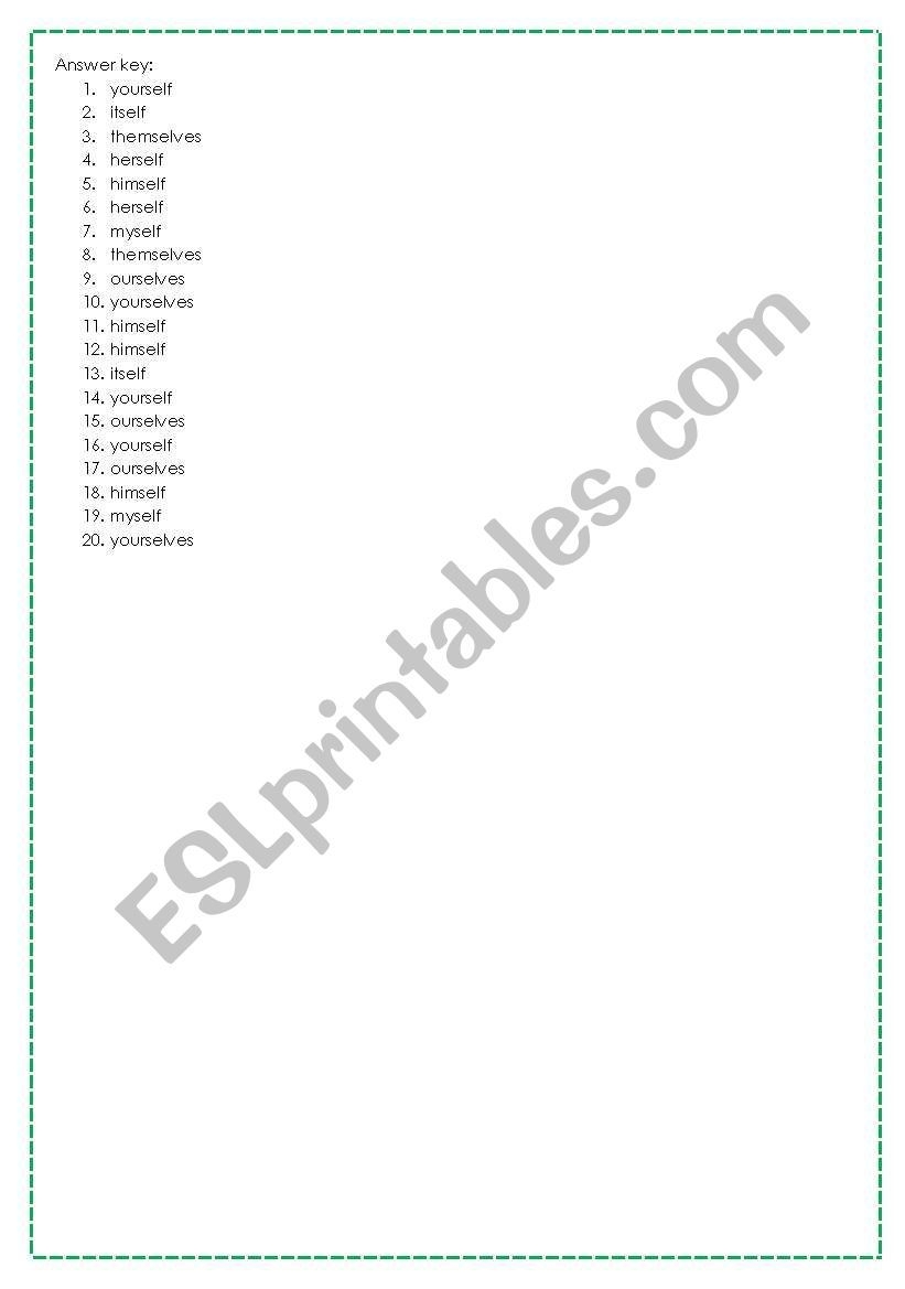 Reflexive Pronouns Worksheet Reflexive Pronoun Pronoun Worksheets 