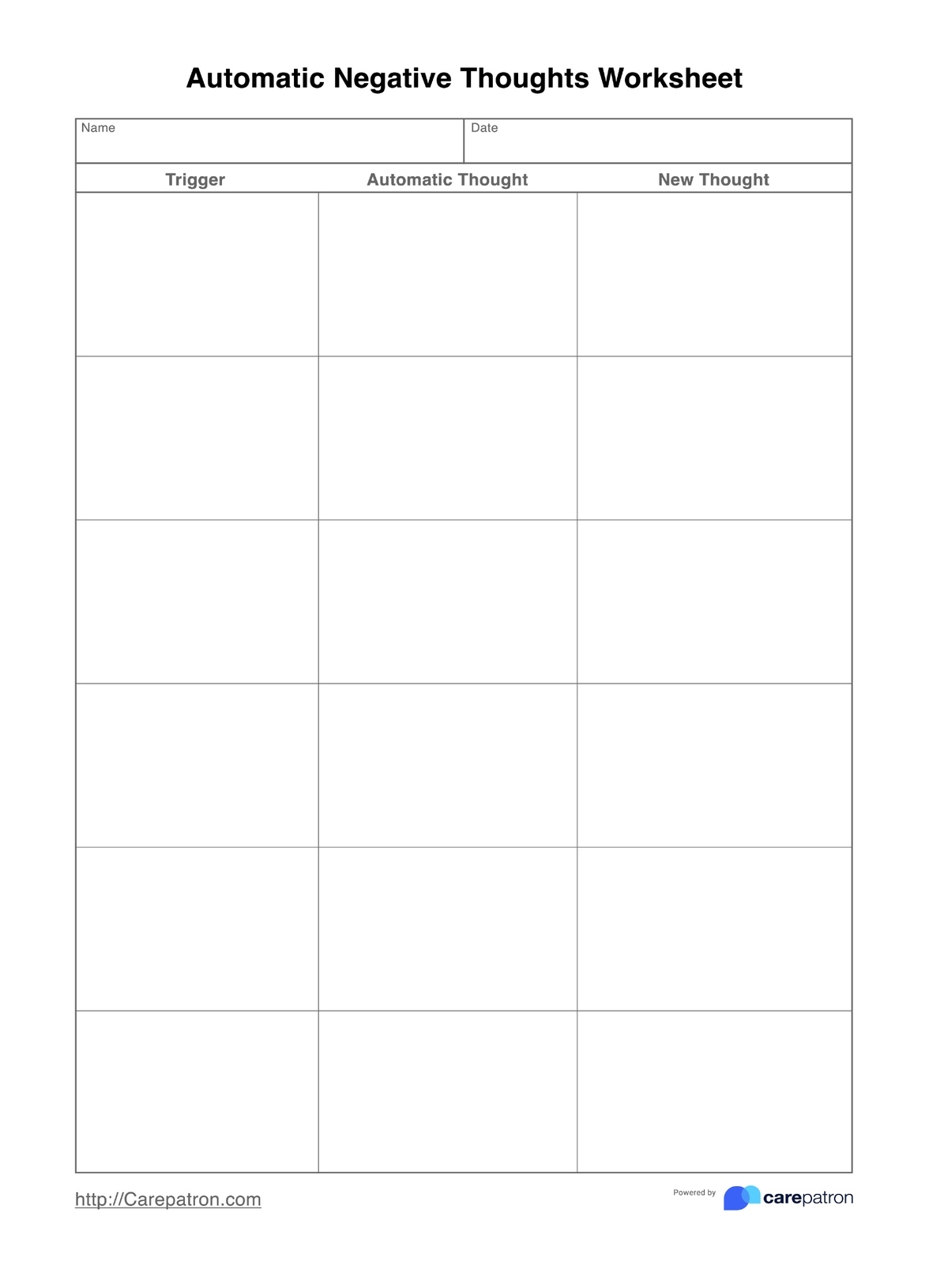 Reframing Negative Thoughts Worksheet Example Free PDF Download