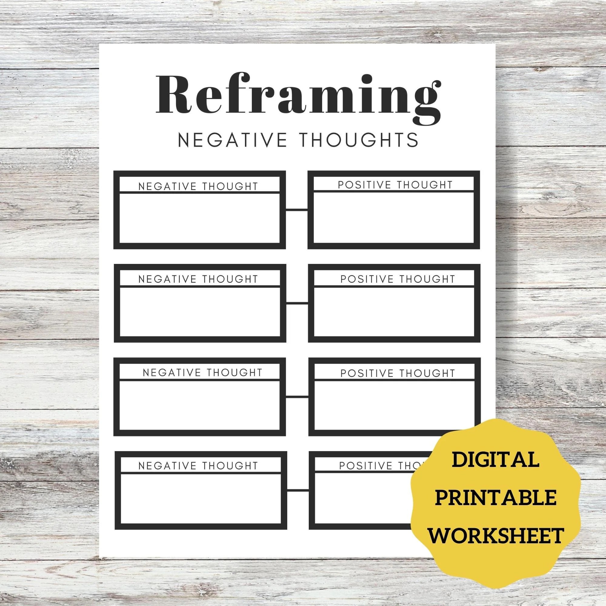 Reframing Negative Thoughts Worksheet Printable Word Searches