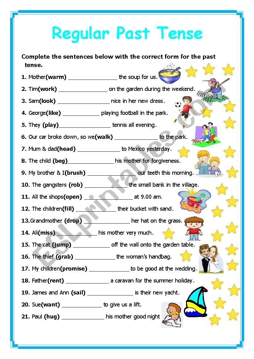 regular past tense verbs worksheet