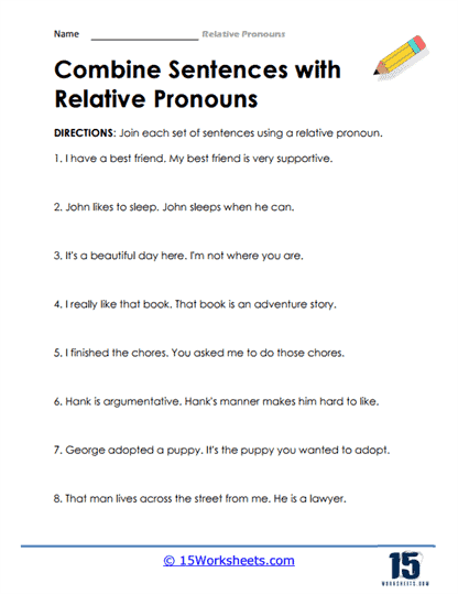 Relative Pronouns Worksheets 15 Worksheets