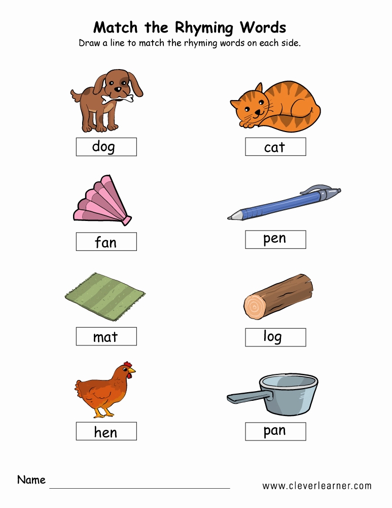 Rhyming Worksheets For Preschoolers Best Of Rhyme Words Matching 