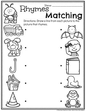 Rhyming Worksheets Kindergarten Kindergarten
