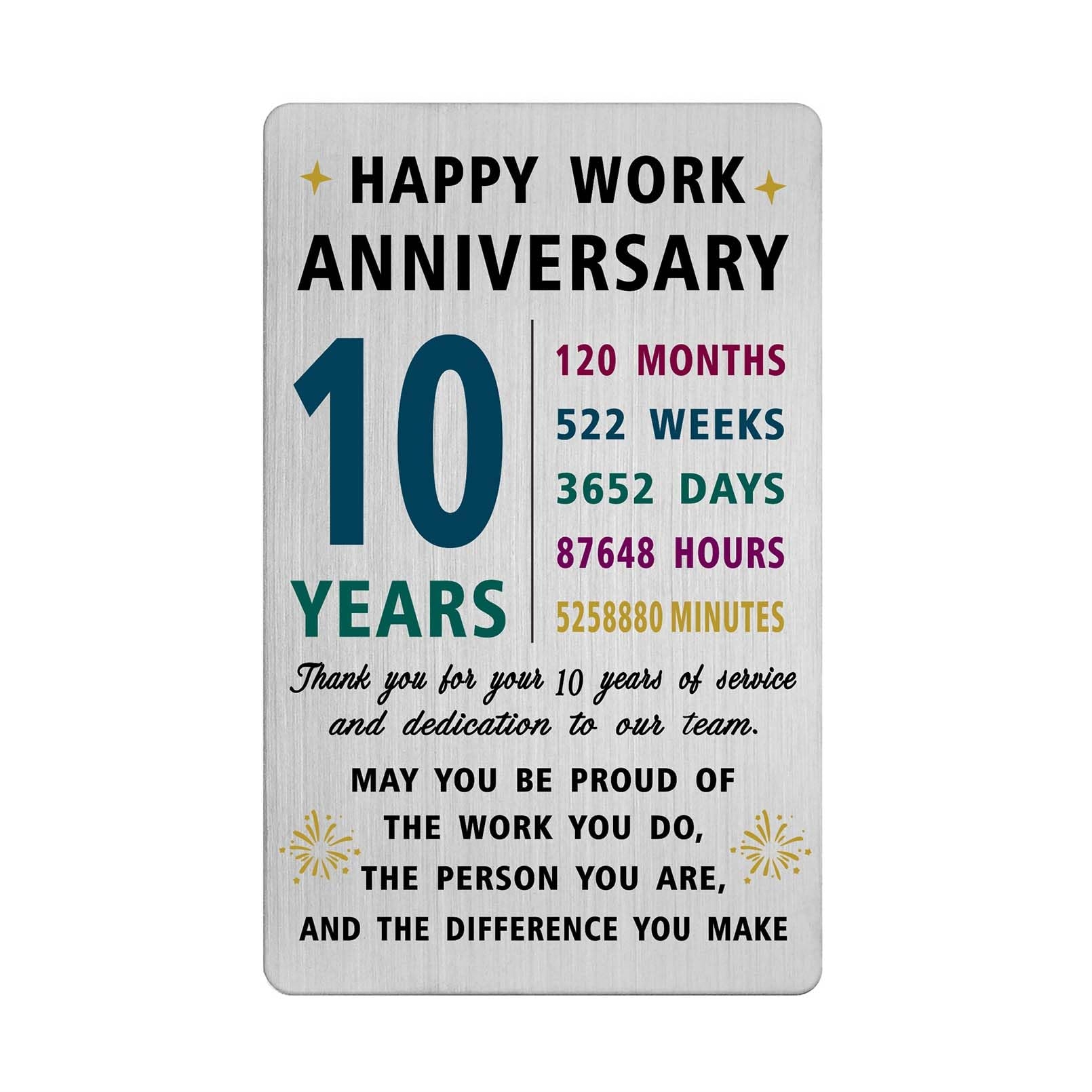 Richesele 10 Year Work Anniversary Card 10th Work Anniversary Card 