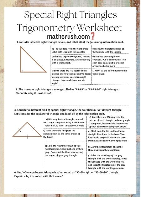right triangle trigonometry worksheets