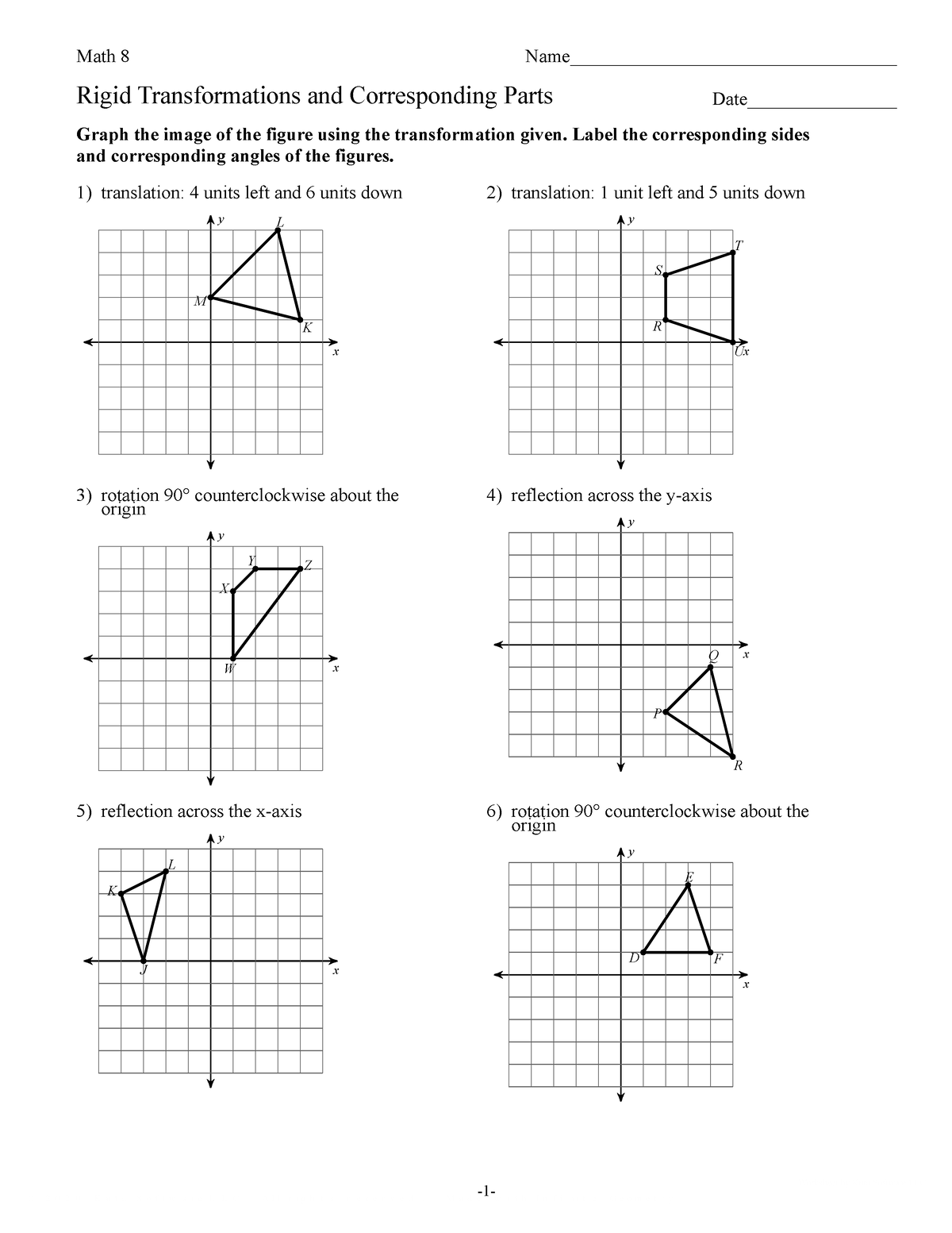 rigid transformations worksheet