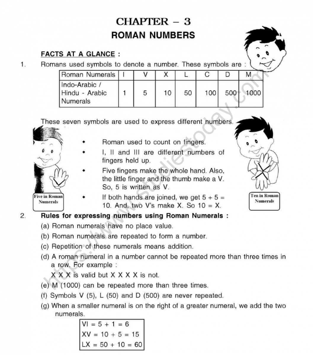 roman numbers worksheet