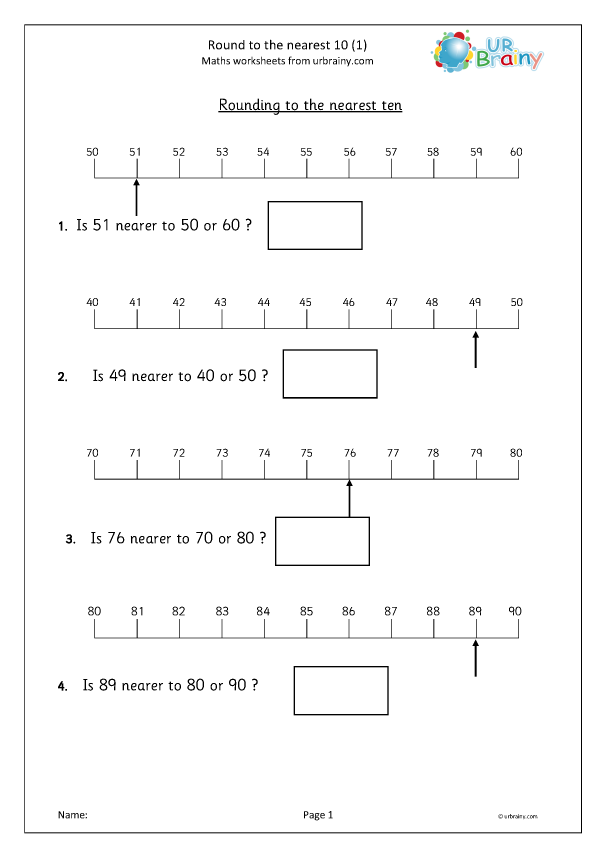 rounding to the nearest 10 worksheets