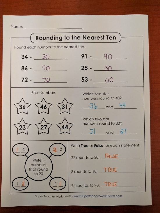 Rounding To The Nearest 10 Printable Math Worksheet For Etsy 