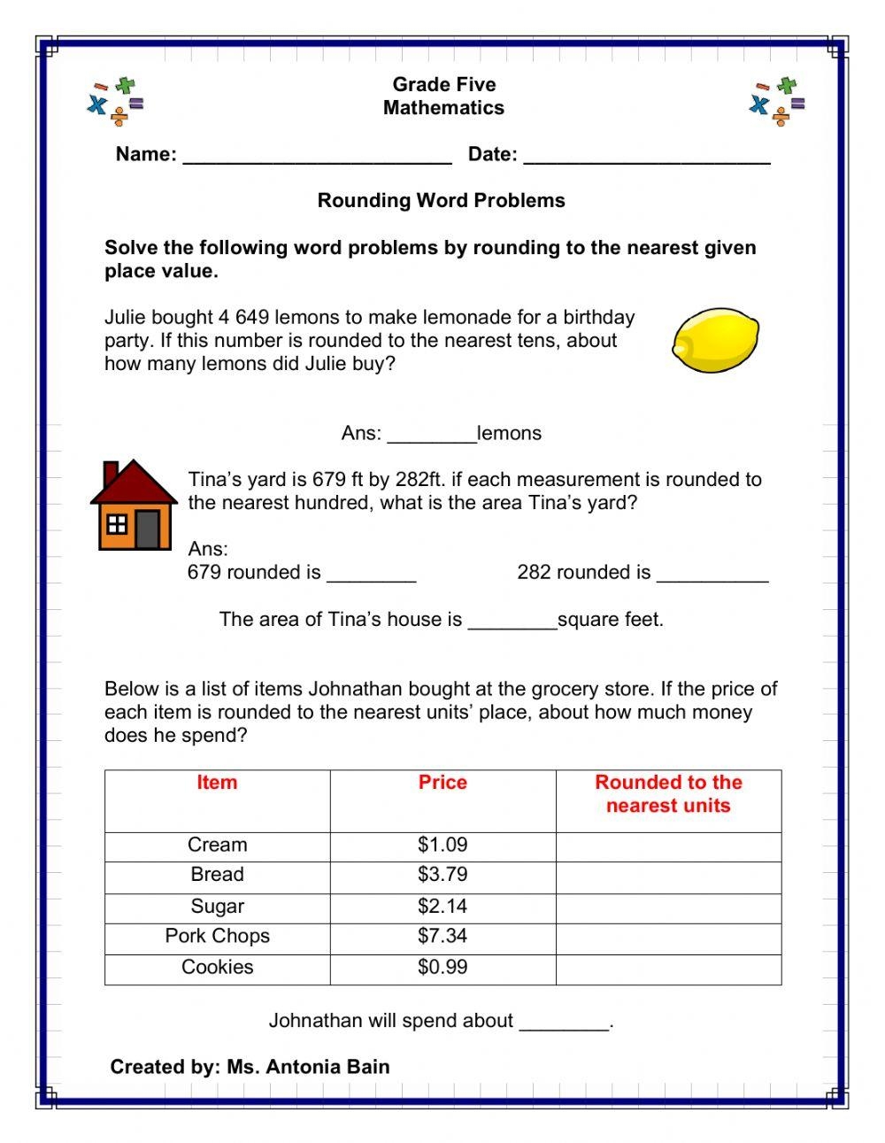 Rounding Word Problems Worksheets 15 Worksheets Worksheets Library
