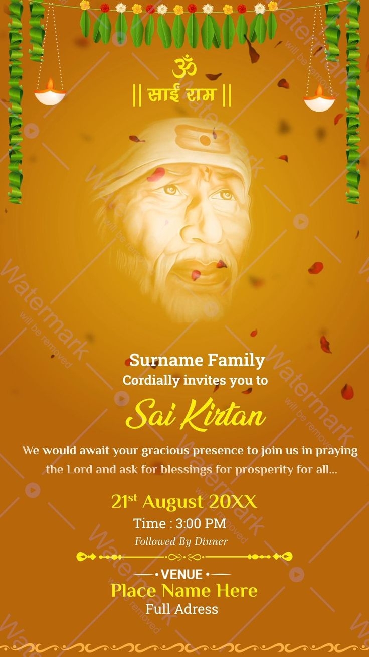 Sai Kirtan Invitation VIdeo Sai Pooja Invitation Template 