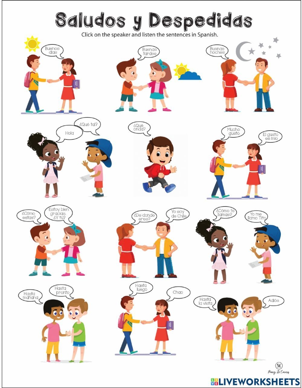 saludos y despedidas worksheet
