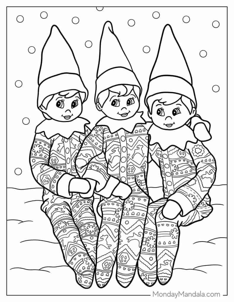 Santa And Elf Coloring Pages Coloring Nation