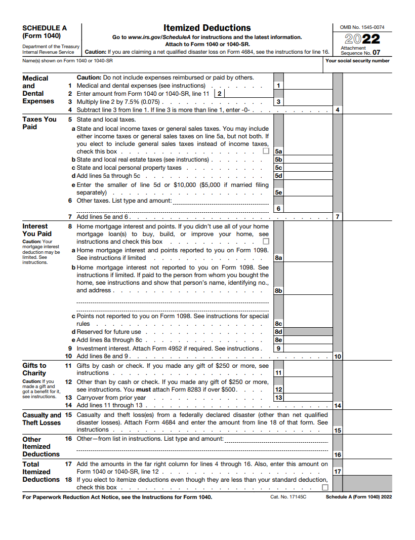 Schedule A Form 1040 A Guide To The Itemized Deduction Worksheets 