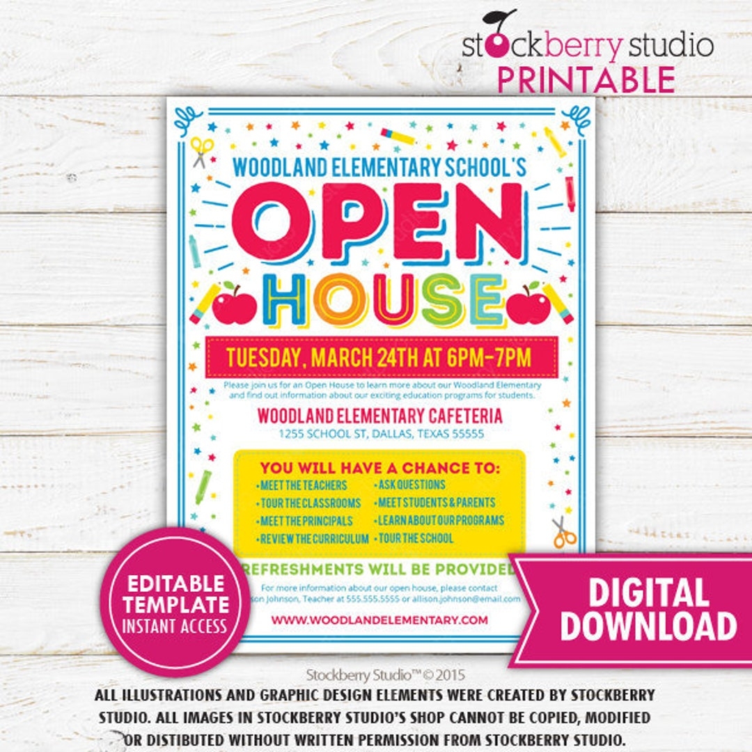 School Open House Flyer Invite Printable Diy Template Vrogue co