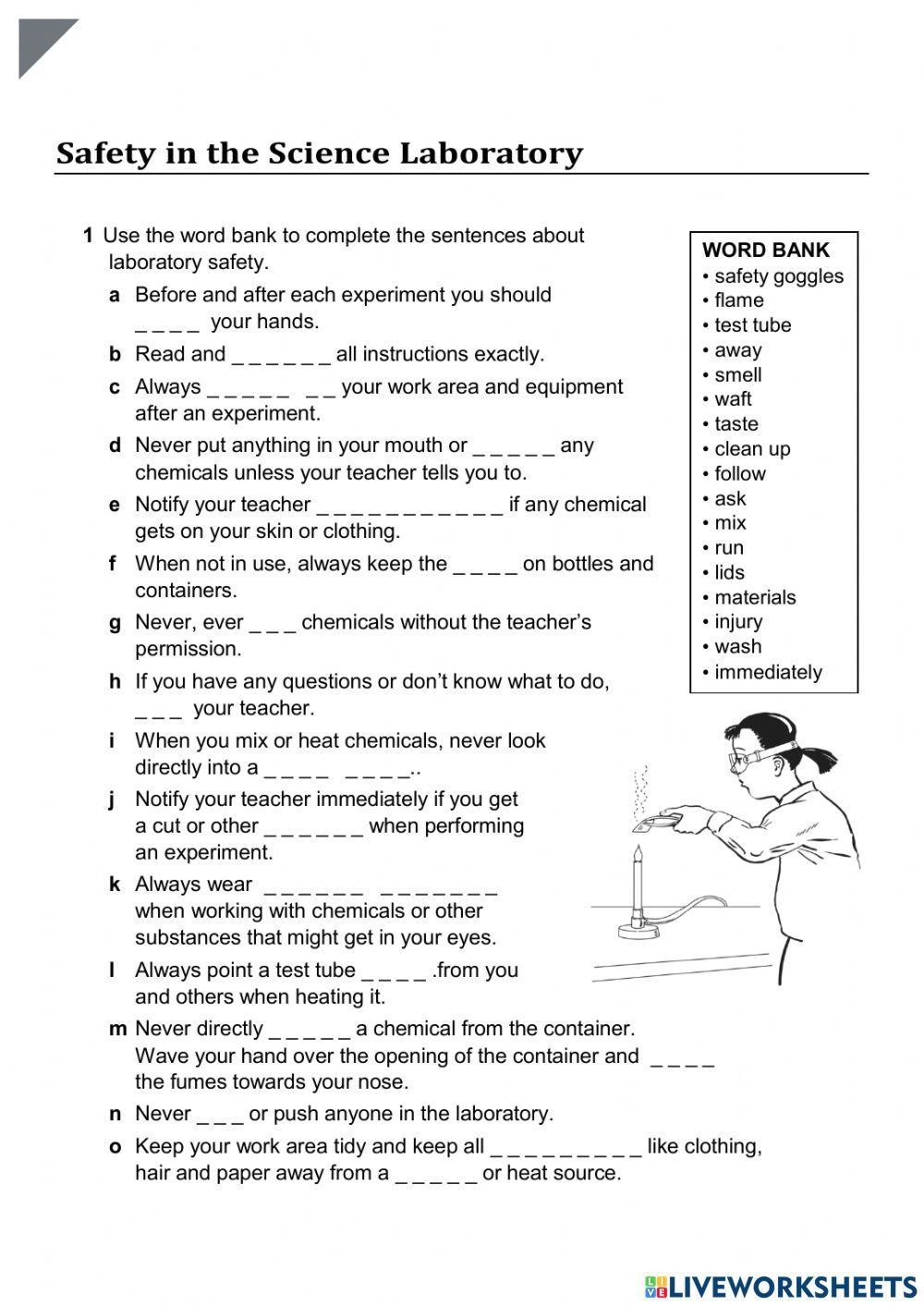 lab safety worksheet answer key