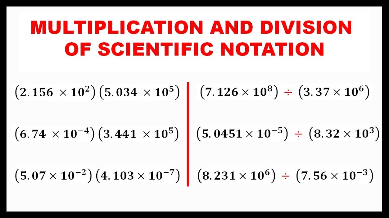 Scientific Notation Division Worksheet Examples And Rules