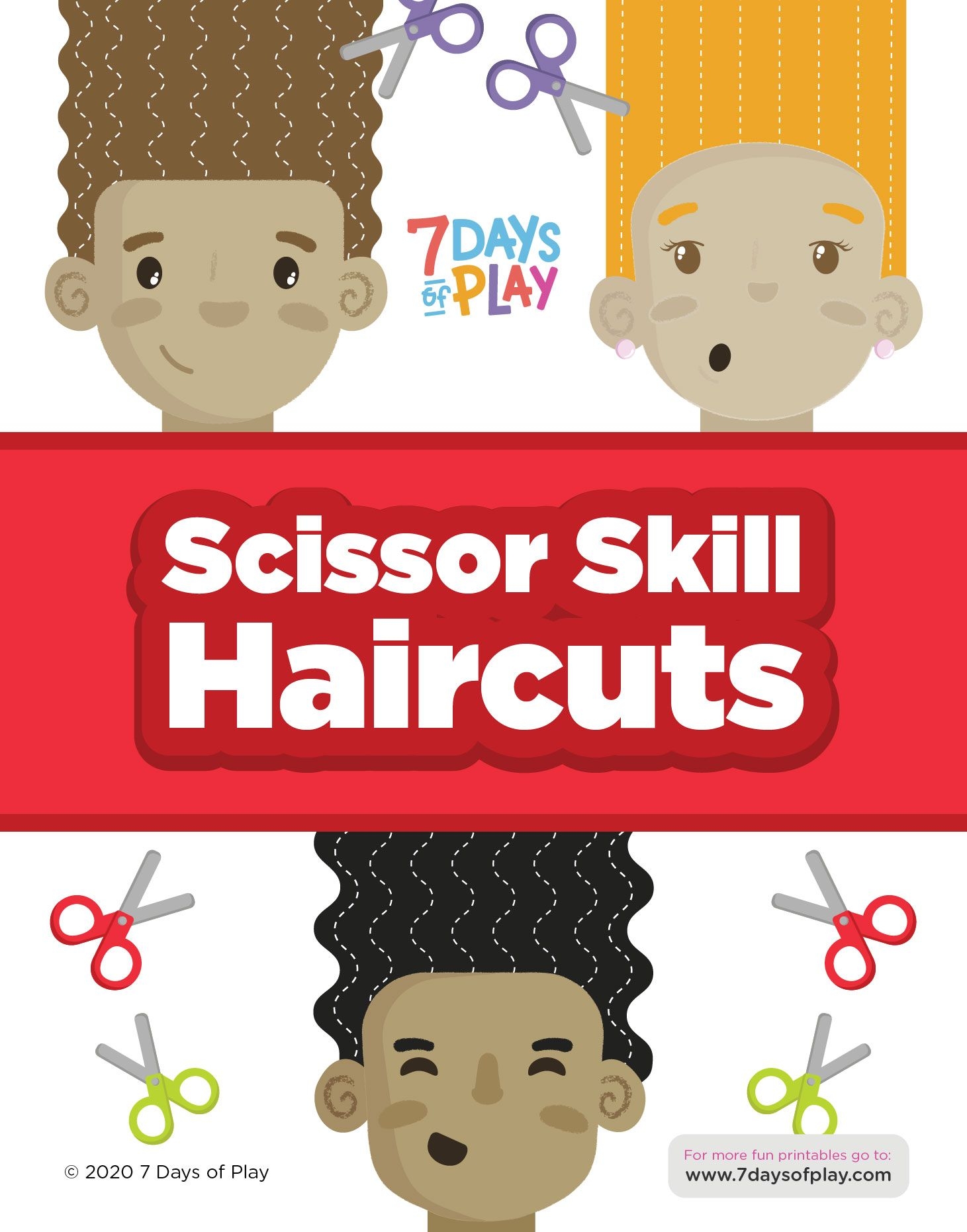 Scissor Skills Haircut Worksheets