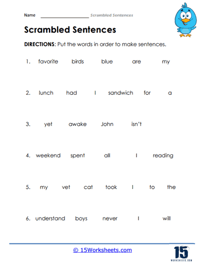 Scrambled Sentences 6 Worksheet 15 Worksheets