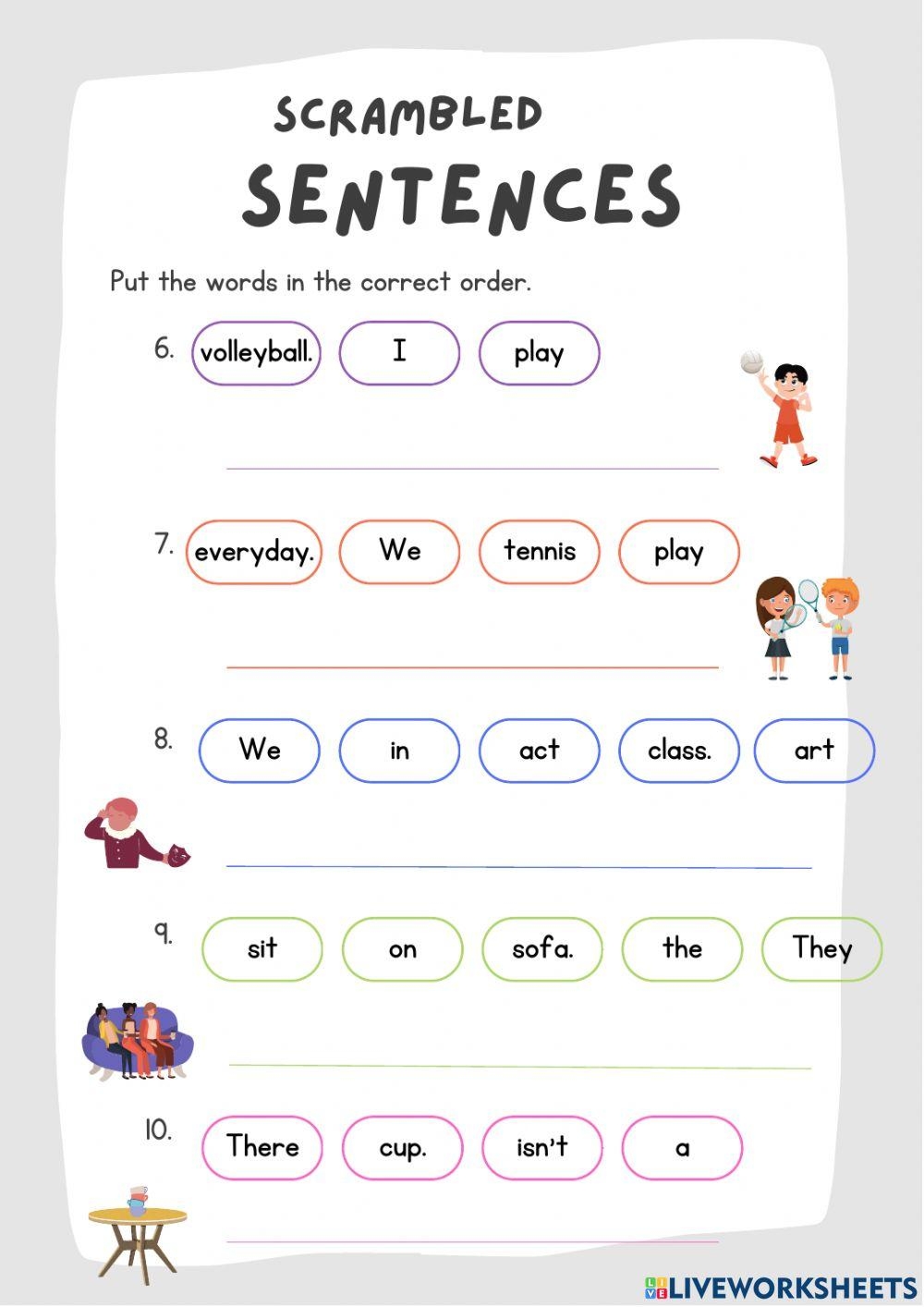 Scrambled Sentences MsFulya Live Worksheets Worksheets Library