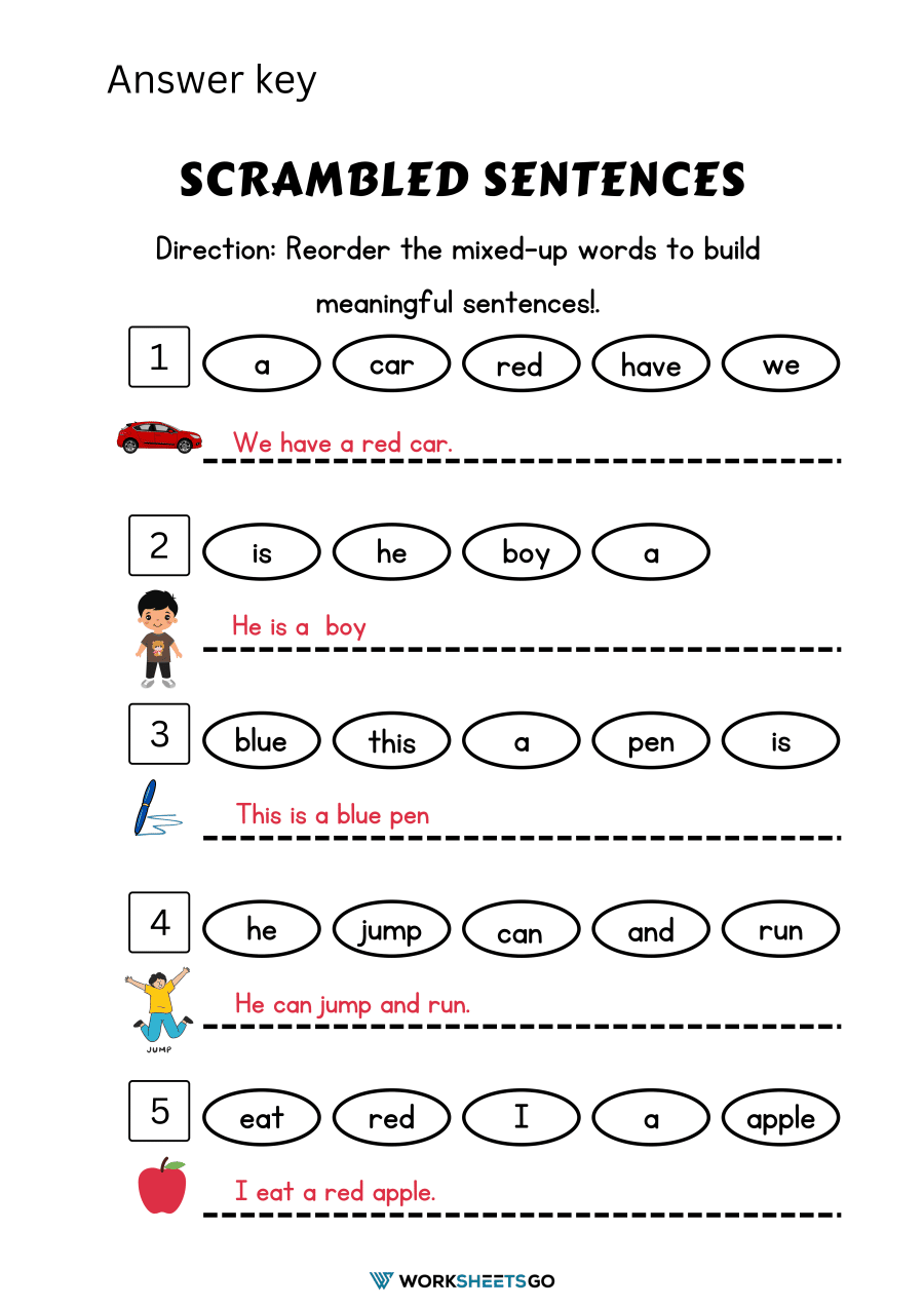 Scrambled Sentences Worksheets WorksheetsGO