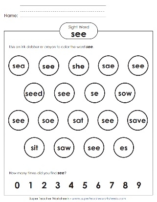 SEE Sight Word Worksheet PrimaryLearning Org Worksheets Library