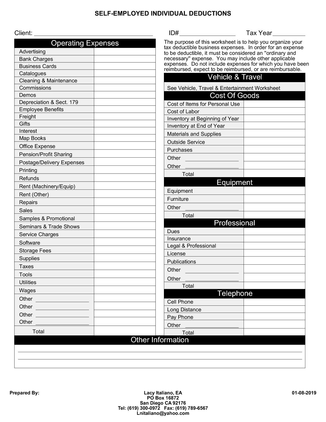 Self Employed Income Analysis Fill Out Printable PDF Forms Online 