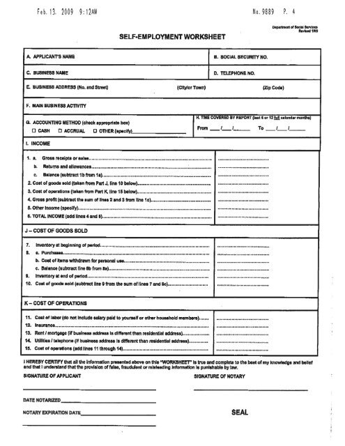Self Employment Form Fill Out Printable PDF Forms Online Worksheets 