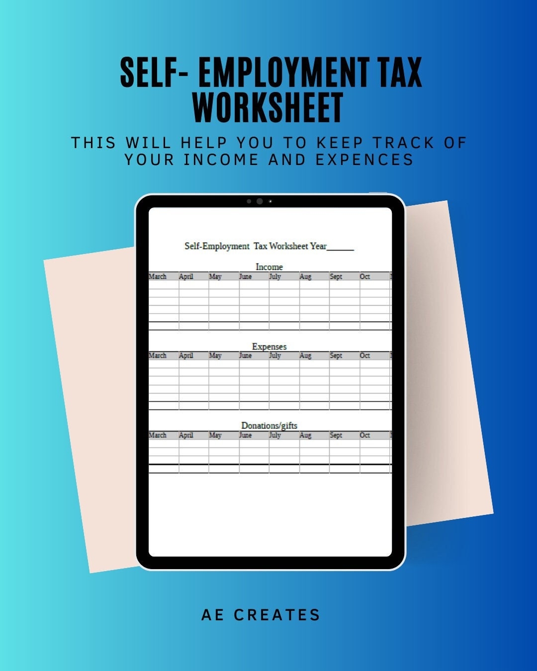 Self Employment Tax Worksheet Etsy Worksheets Library