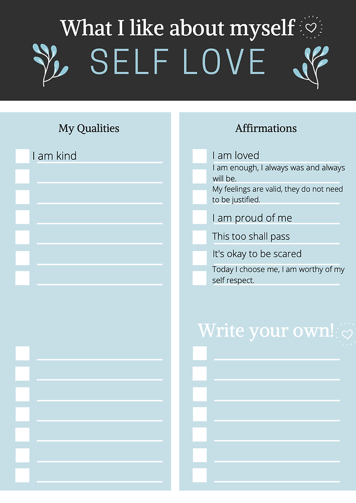Self Love Worksheet FREE Printable