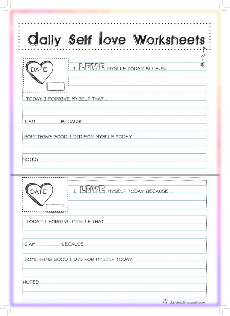 self esteem therapy worksheets