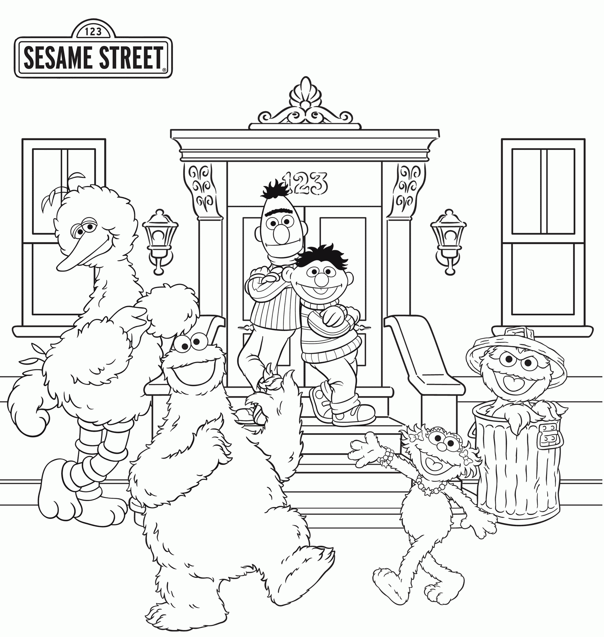 Sesame Street Coloring Pages Elmo Coloring Home