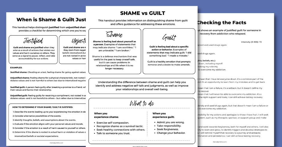 shame and guilt worksheets pdf