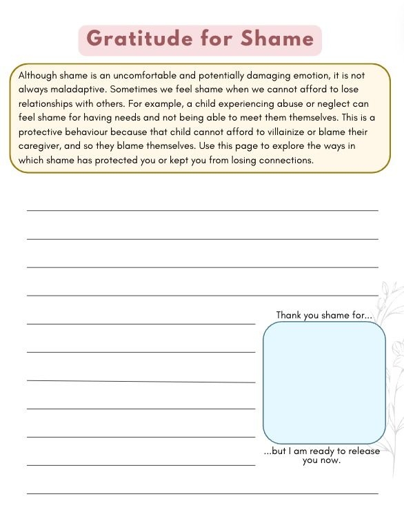Shame Workbook Shame Worksheets Shame Spiral Guilt Worksheet