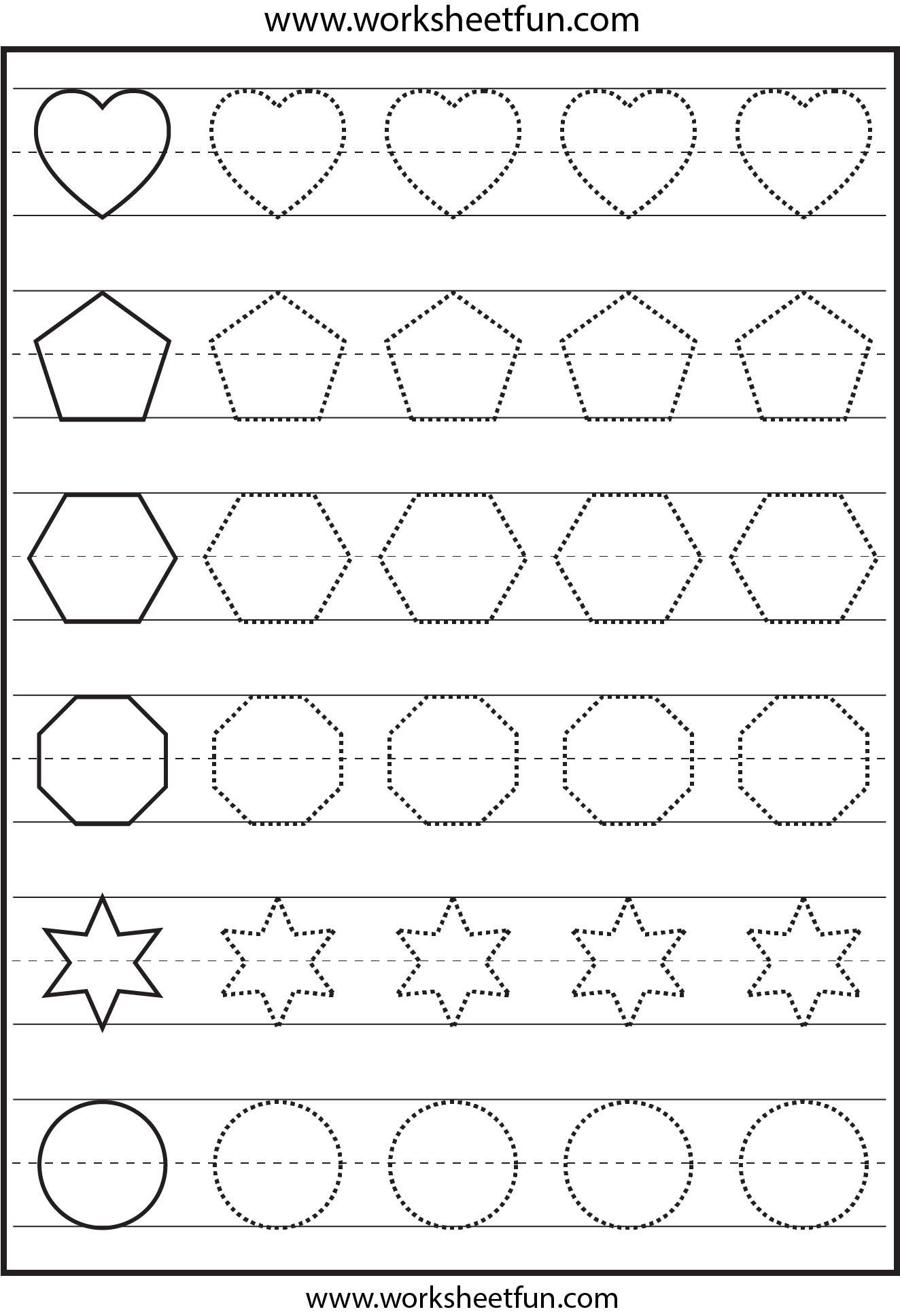 Shape Tracing 1 Worksheet FREE Printable Worksheets Worksheetfun
