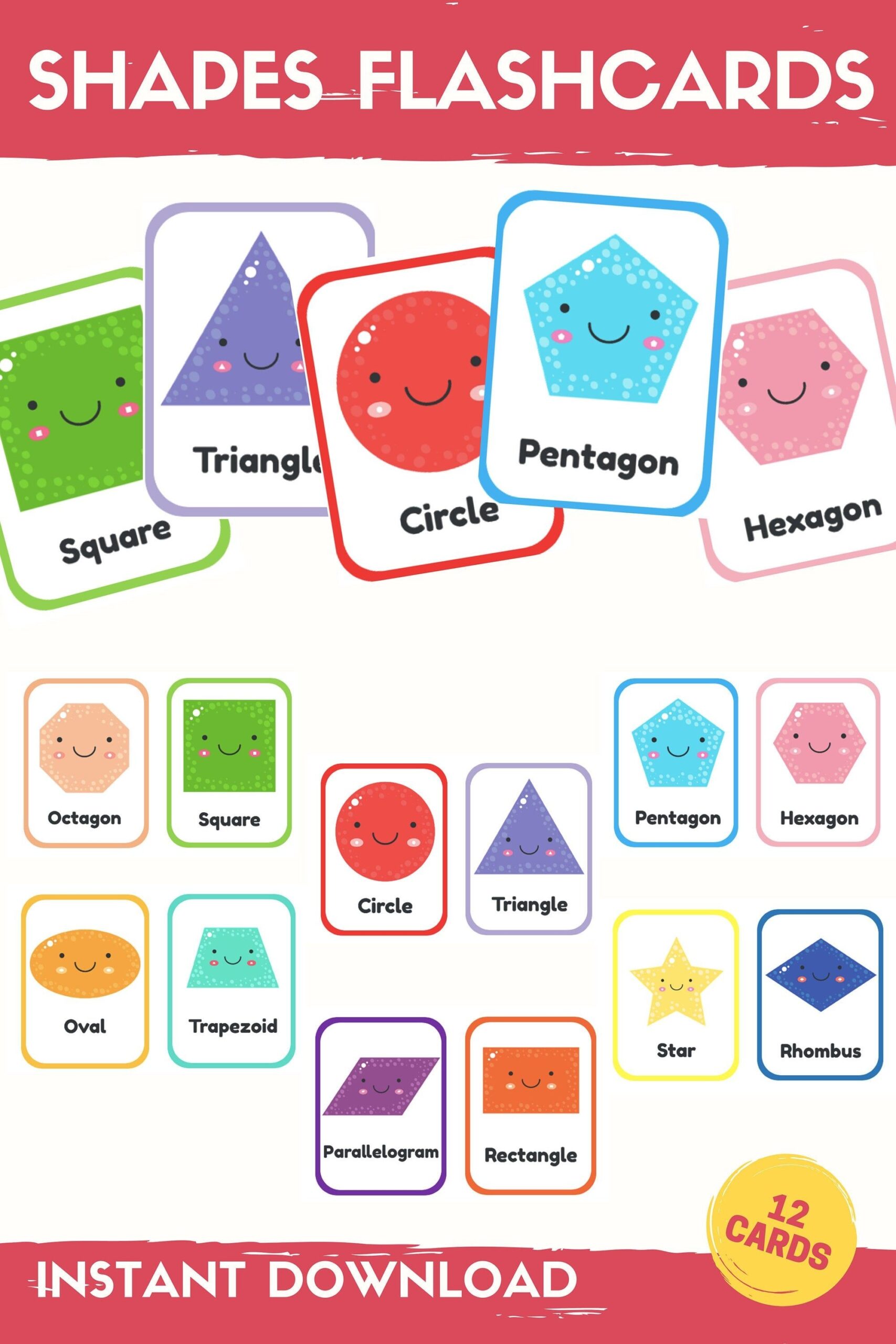 2d shapes printable flash cards