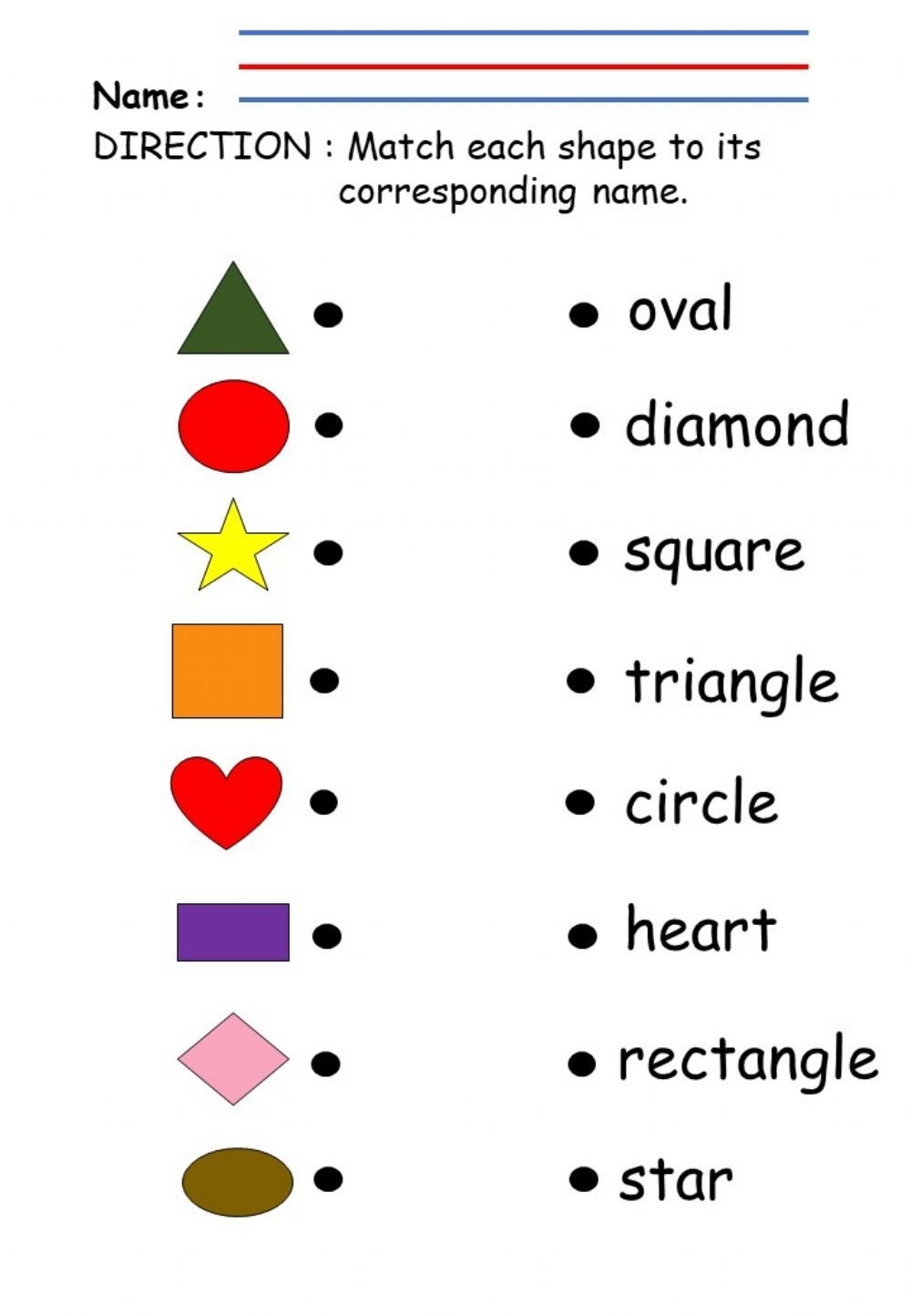 Shapes Matching Name Worksheet Shapes Worksheet Kindergarten Shapes 