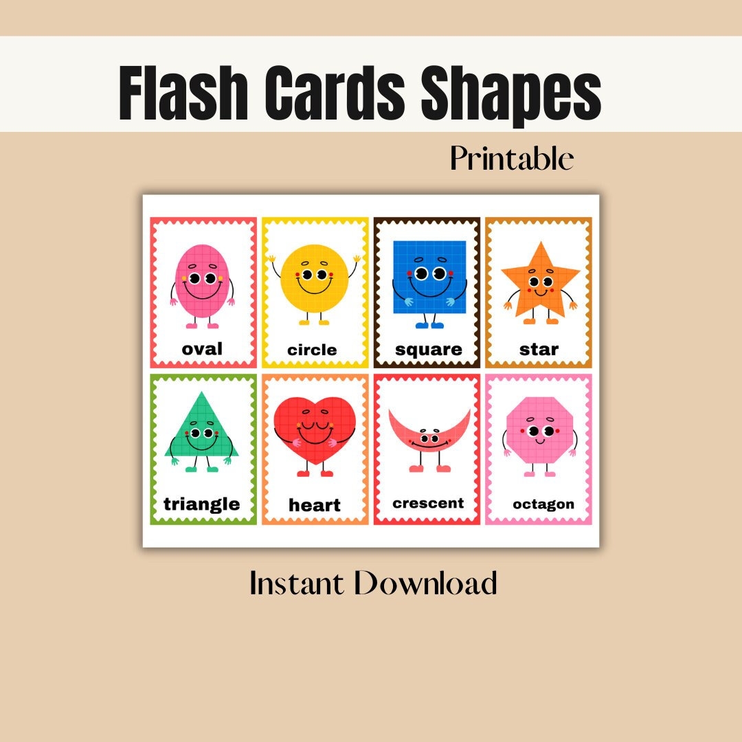 3d shapes printable flash cards