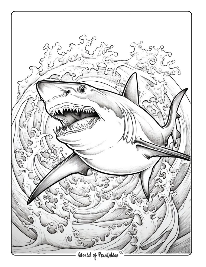 Shark Coloring Pages For Kids Adults World Of Printables