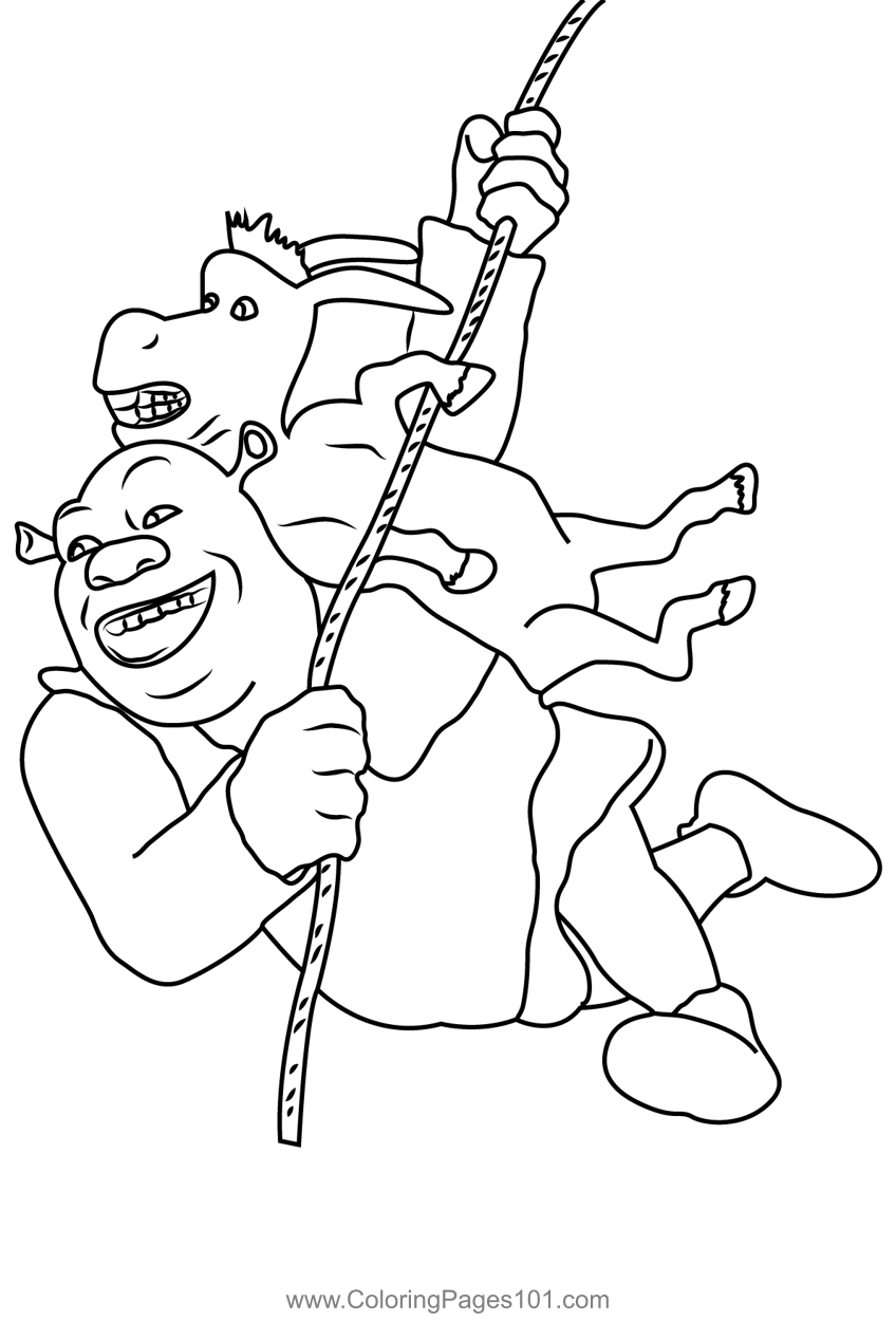 Shrek And Donkey Coloring Page For Kids Free Shrek The Third 