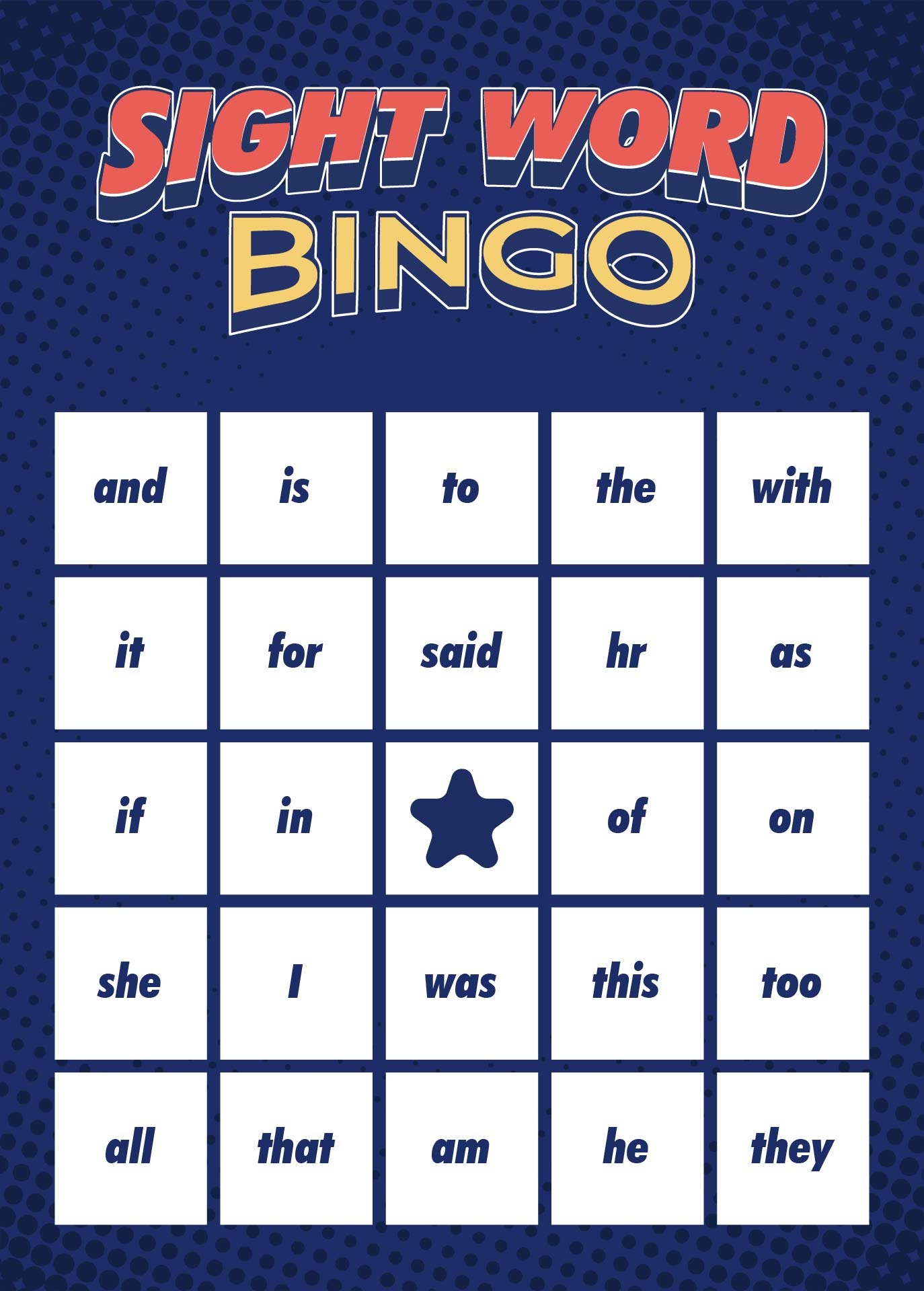 Sight Word Bingo Printable Calendar Printables