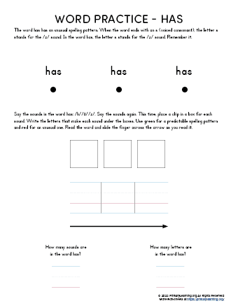 Sight Word HAS Worksheet PrimaryLearning Org
