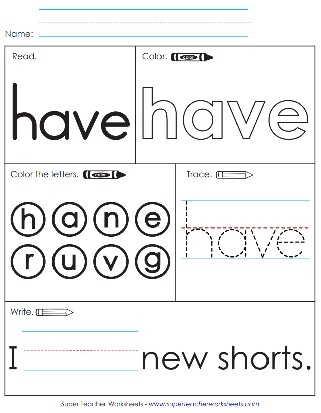 Sight Word Have Worksheets Worksheets Library