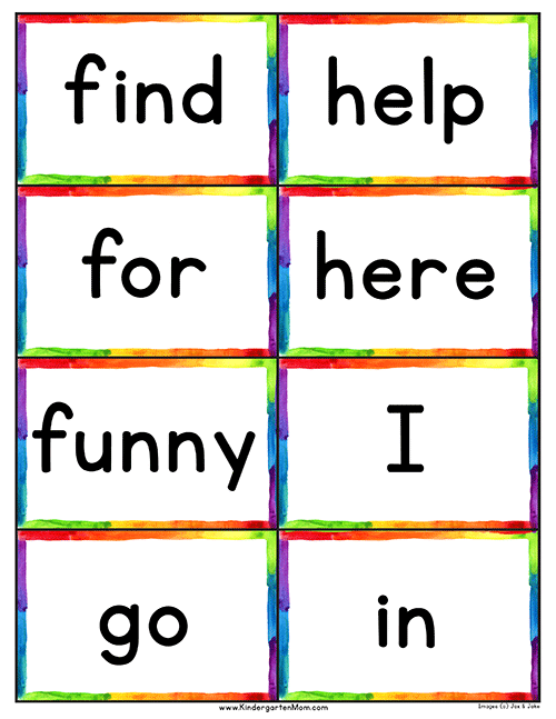 Sight Words Flash Cards Free Printable