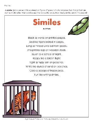 similes worksheet