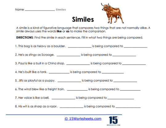 Similes Worksheets 15 Worksheets Worksheets Library