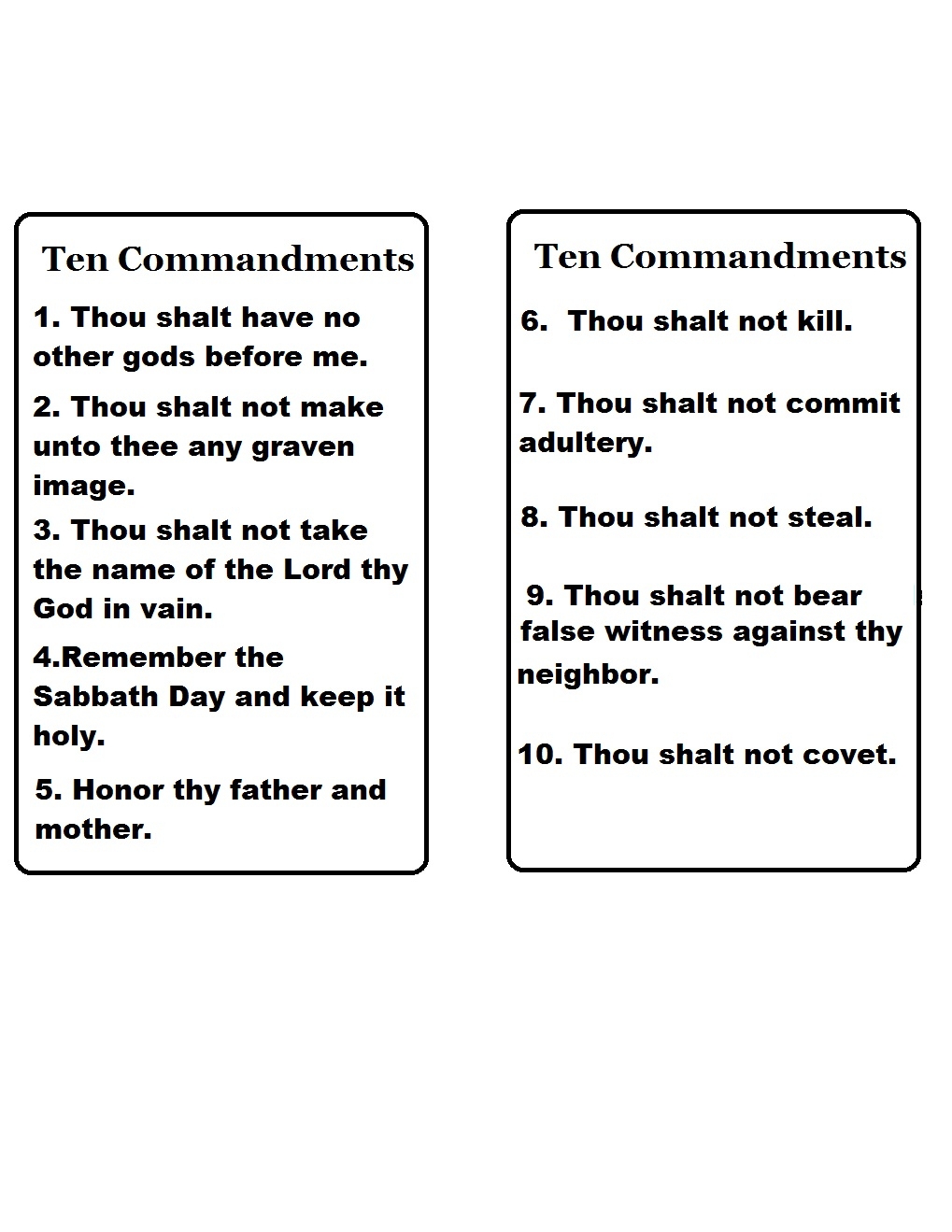 Simple 10 Commandments For Kids Free Print Easy Hand Motions 10 